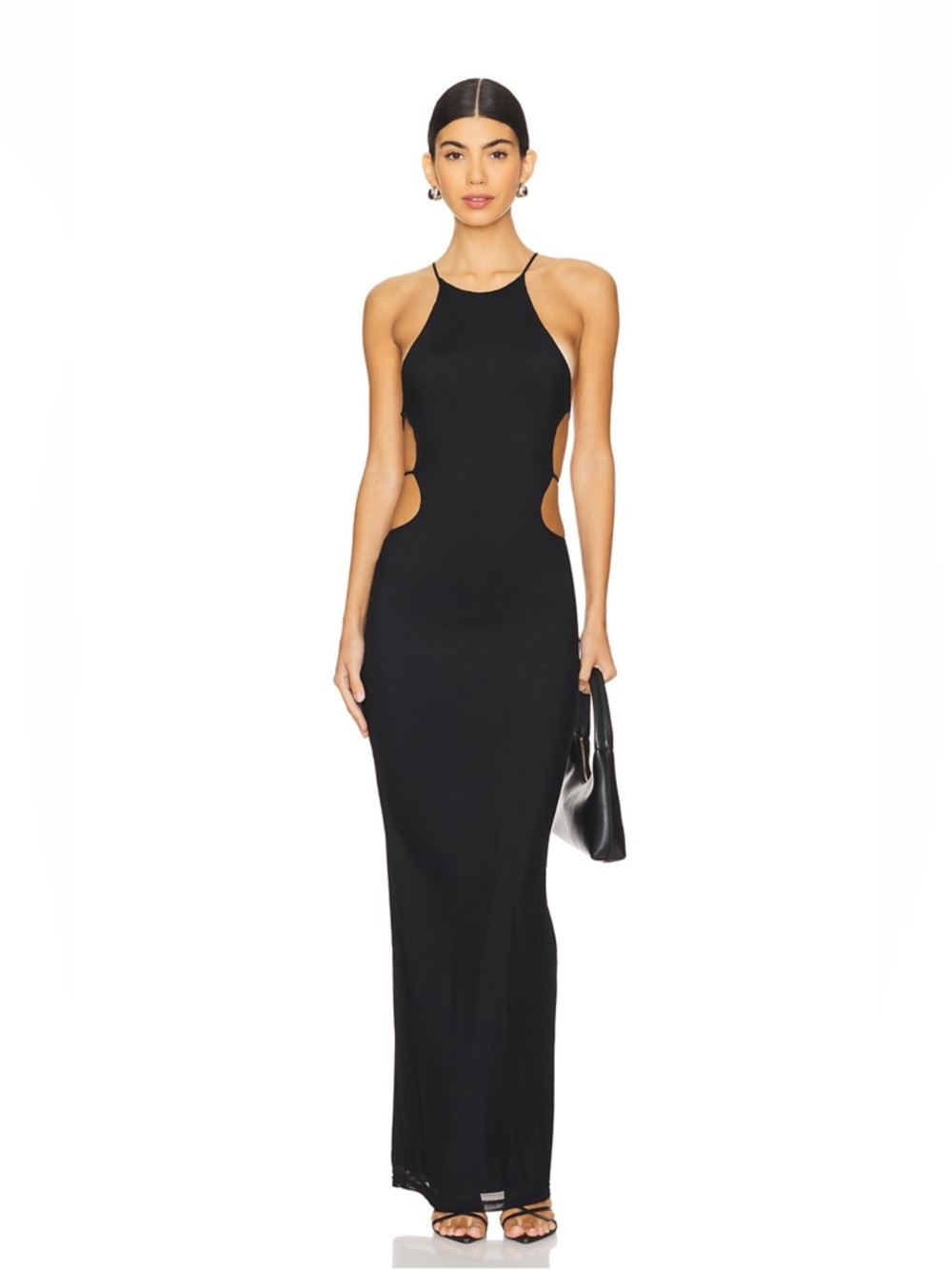 NWT superdown Rue Black Cutout Halter Maxi Dress M